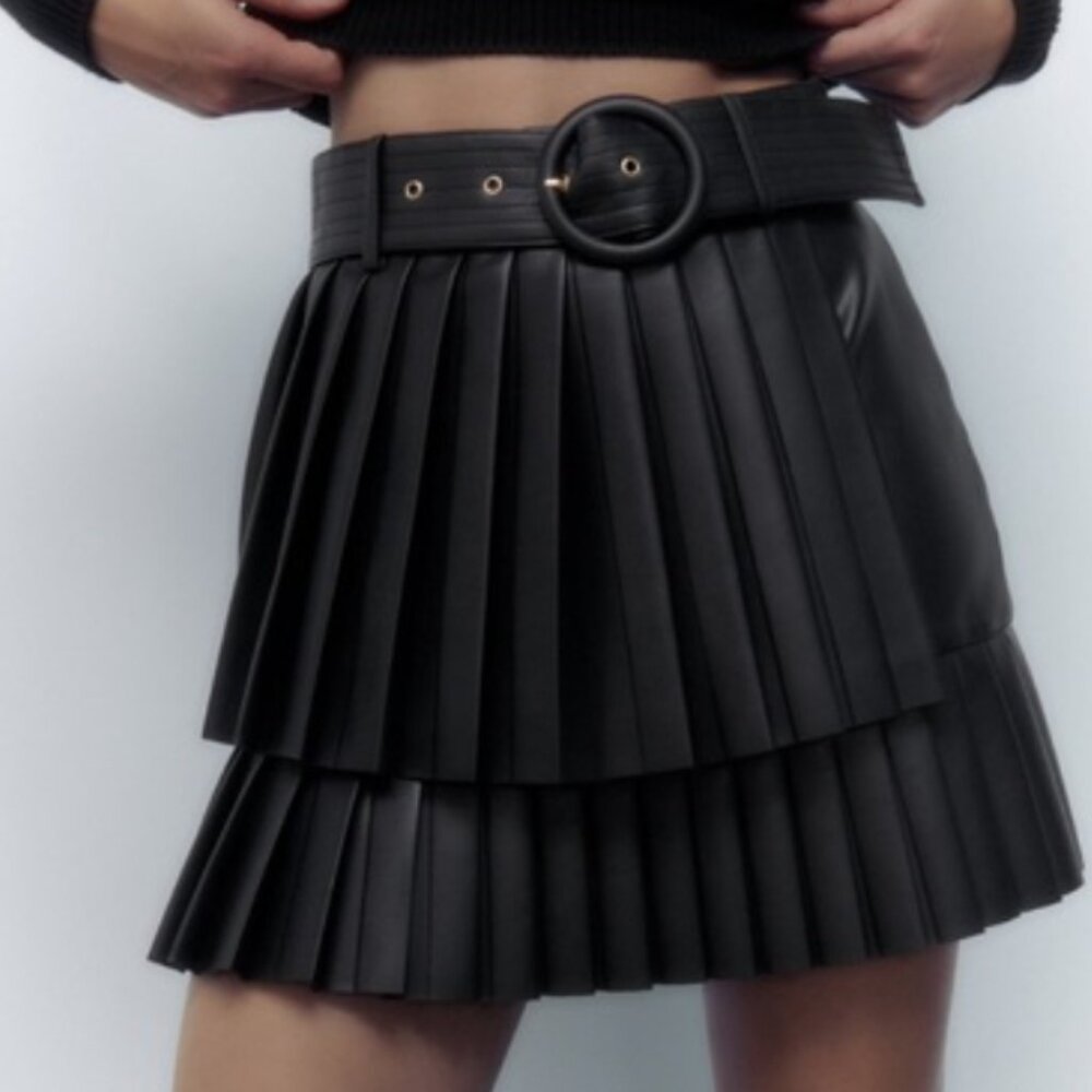 Zara Black Layered Mini Skirt